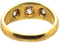 Victorian 18ct Gold Three Stone Old Mine Cut Diamond Gypsy Ring