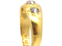 Victorian 18ct Gold Three Stone Old Mine Cut Diamond Gypsy Ring