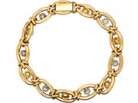 Early 20th Century French 18ct Gold Bracelet set with Diamonds & Natural Pearls