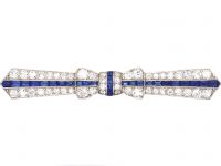Art Deco Platinum, Sapphire and Diamond Bow Brooch