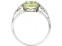 Art Deco 18ct White Gold, Chrysolite & Diamond Ring