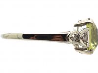 Art Deco 18ct White Gold, Chrysolite & Diamond Ring