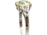 Art Deco 18ct White Gold, Chrysolite & Diamond Ring
