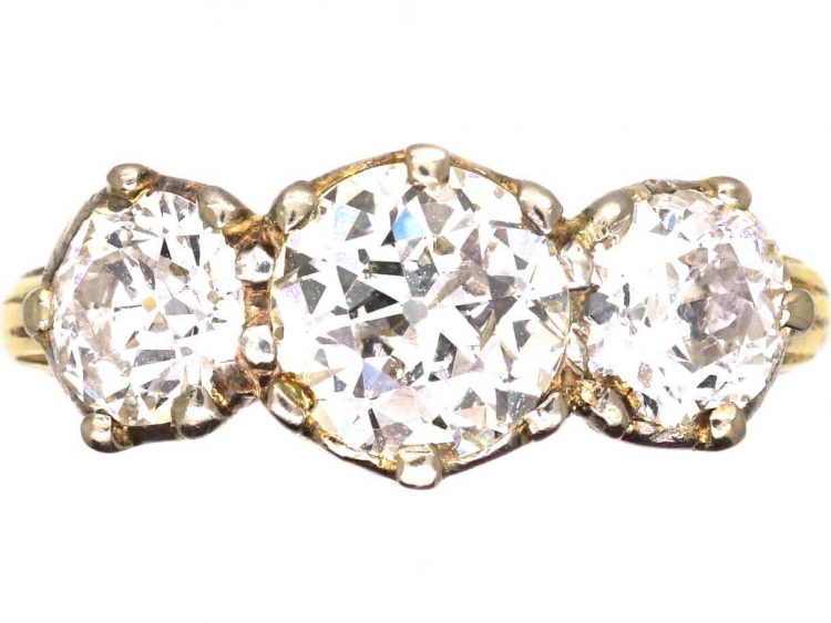 Victorian 18ct Gold, Three Stone Diamond Ring