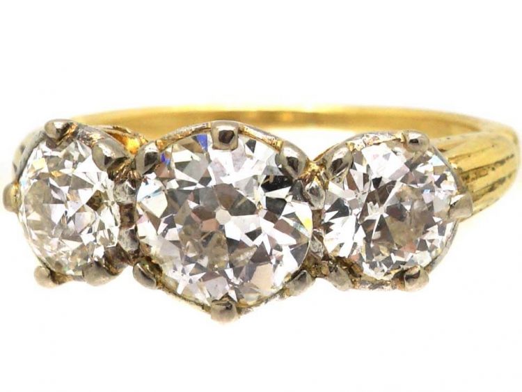 Victorian 18ct Gold, Three Stone Diamond Ring