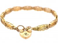 Edwardian 15ct Gold Bracelet with Padlock