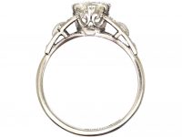 Art Deco 18ct Gold and Platinum Diamond Solitaire Ring with Diamond Set Shoulders