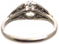 Art Deco 18ct Gold and Platinum Diamond Solitaire Ring with Diamond Set Shoulders