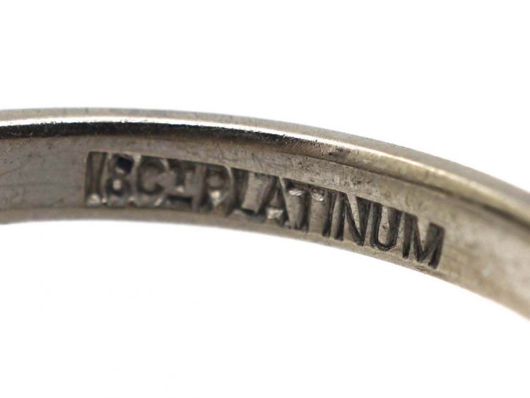 Art Deco 18ct Gold and Platinum Diamond Solitaire Ring with Diamond Set Shoulders