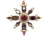 Georgian Flat Cut Garnet & Natural Split Pearl Brooch