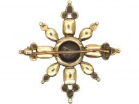 Georgian Flat Cut Garnet & Natural Split Pearl Brooch