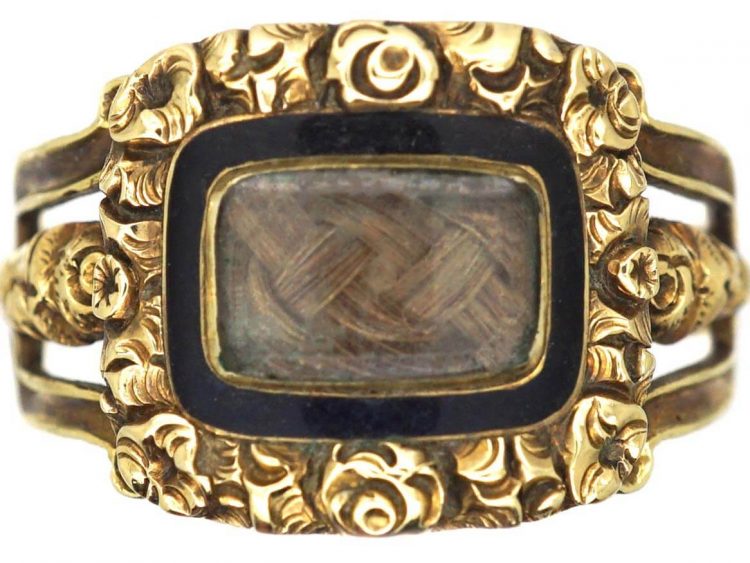 Georgian 18ct Gold & Black Enamel Mourning Ring