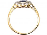 Edwardian 18ct Gold and Platinum Sapphire and Diamond Cluster Ring