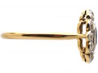 Edwardian 18ct Gold and Platinum Sapphire and Diamond Cluster Ring
