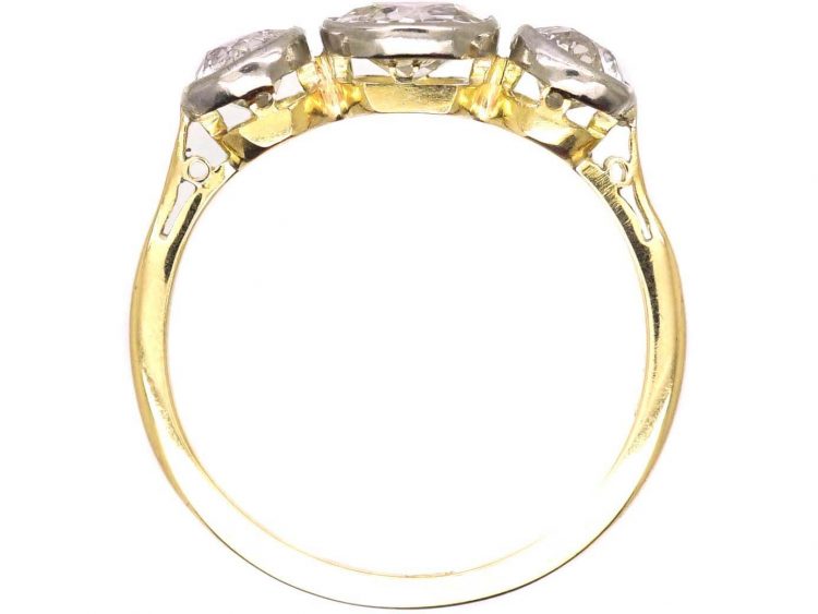 Edwardian 18ct Gold and Platinum Diamond Three Stone Ring