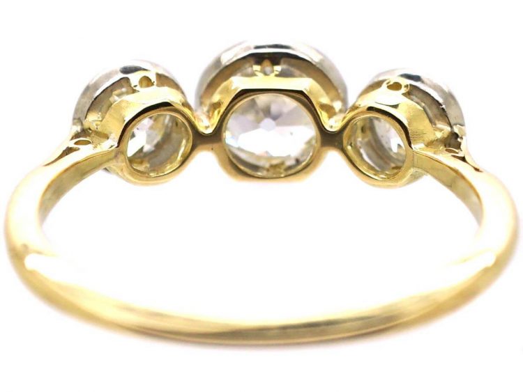 Edwardian 18ct Gold and Platinum Diamond Three Stone Ring