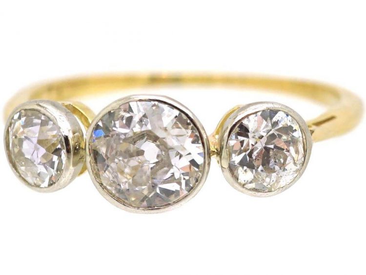 Edwardian 18ct Gold and Platinum Diamond Three Stone Ring