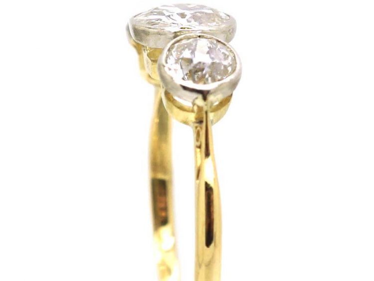 Edwardian 18ct Gold and Platinum Diamond Three Stone Ring
