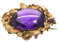Regency 15ct Gold Three Colour Gold Brooch set with an Amethyst
