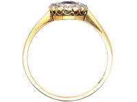 Edwardian 18ct Gold and Platinum, Sapphire and Diamond Cluster Ring