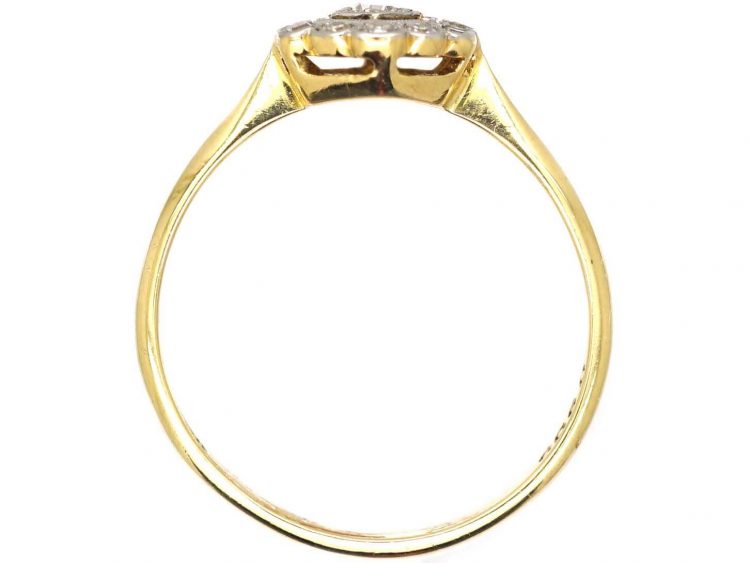 Art Deco 18ct Gold and Platinum Hexagonal Cluster Ring