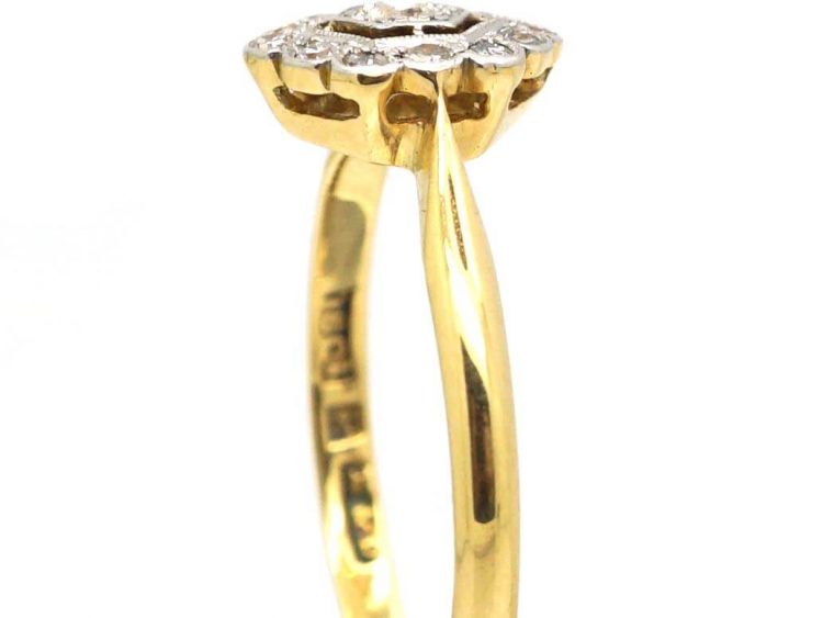 Art Deco 18ct Gold and Platinum Hexagonal Cluster Ring
