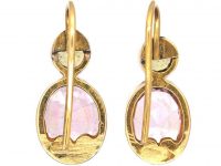 Early Victorian 18ct Gold Pink Topaz & Chrysoberyl Drop Earrings