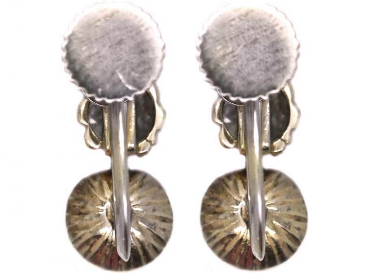 Edwardian 18ct White Gold, Natural Pearl & Diamond Earrings