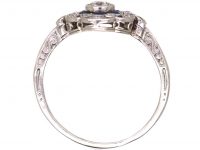 Art Deco Platinum, Diamond and Sapphire Target Ring