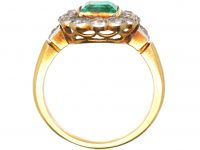 Early 20th Century 18ct Gold and Platinum Emerald and Diamond Cluster Ring