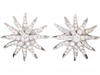 Platinum & Diamond Set Sunburst Earrings by Tiffany