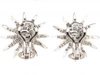 Platinum & Diamond Set Sunburst Earrings by Tiffany
