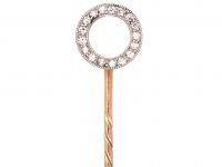 Edwardian 18ct Gold & Platinum Circular Tie Pin set with Diamonds