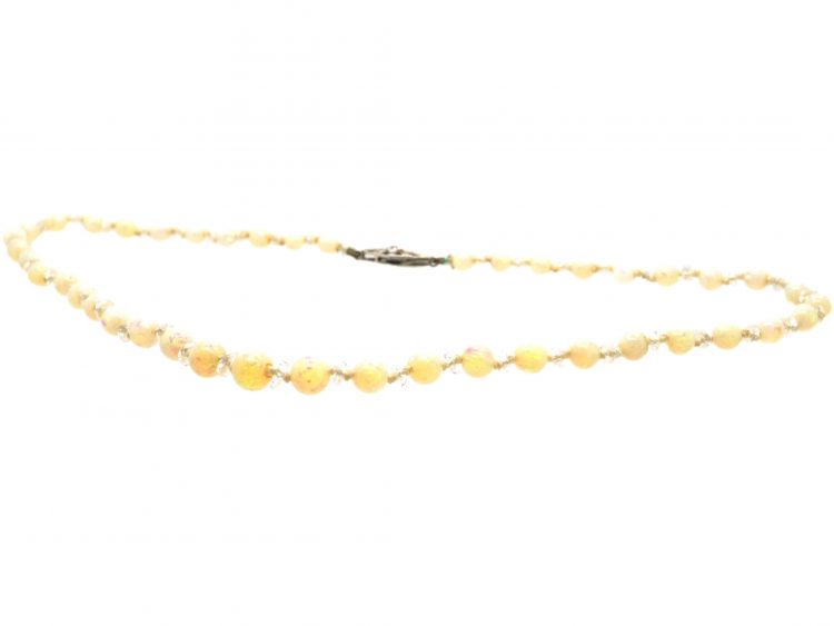 Edwardian Opal & Rock Crystal Necklace with 9ct White Gold Clasp