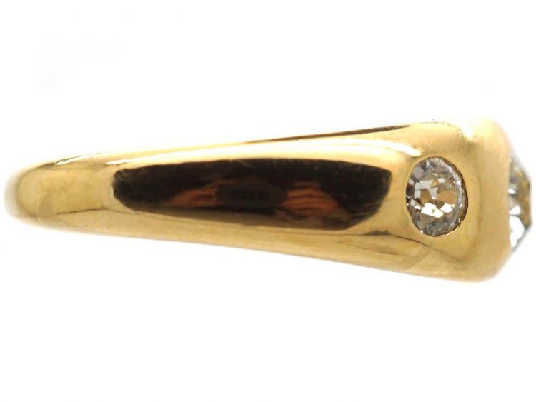 Edwardian 18ct Gold Three Stone Diamond Rub Over Set Ring