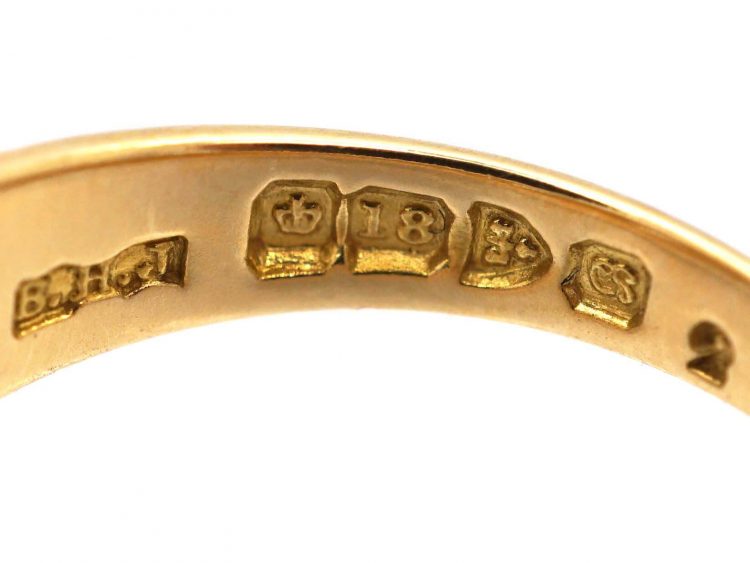 Edwardian 18ct Gold Three Stone Diamond Rub Over Set Ring