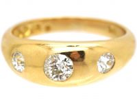 Edwardian 18ct Gold Three Stone Diamond Rub Over Set Ring