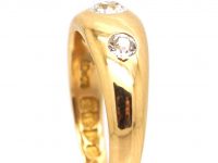 Edwardian 18ct Gold Three Stone Diamond Rub Over Set Ring