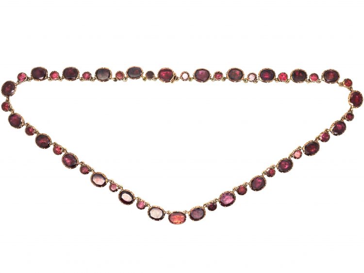 Georgian Riviere Necklace set with Flat Cut Almandine Garnets