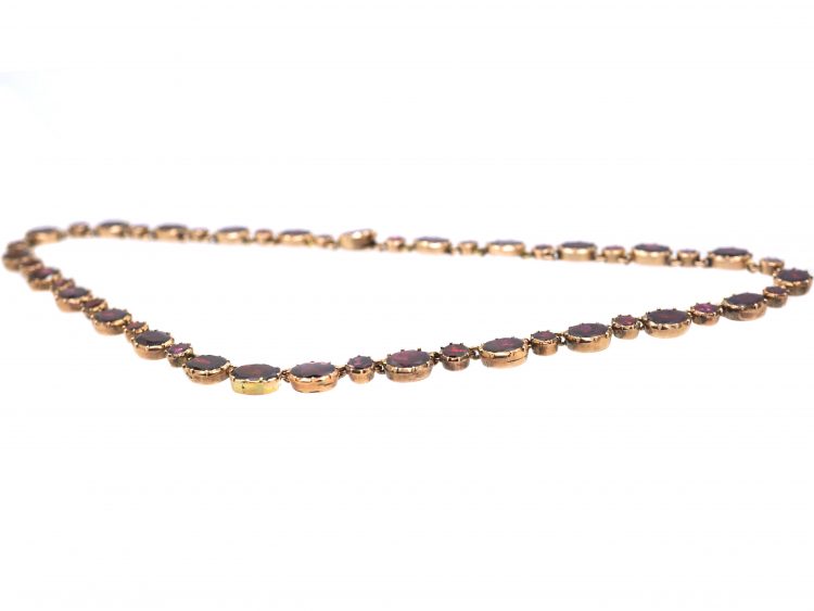 Georgian Riviere Necklace set with Flat Cut Almandine Garnets
