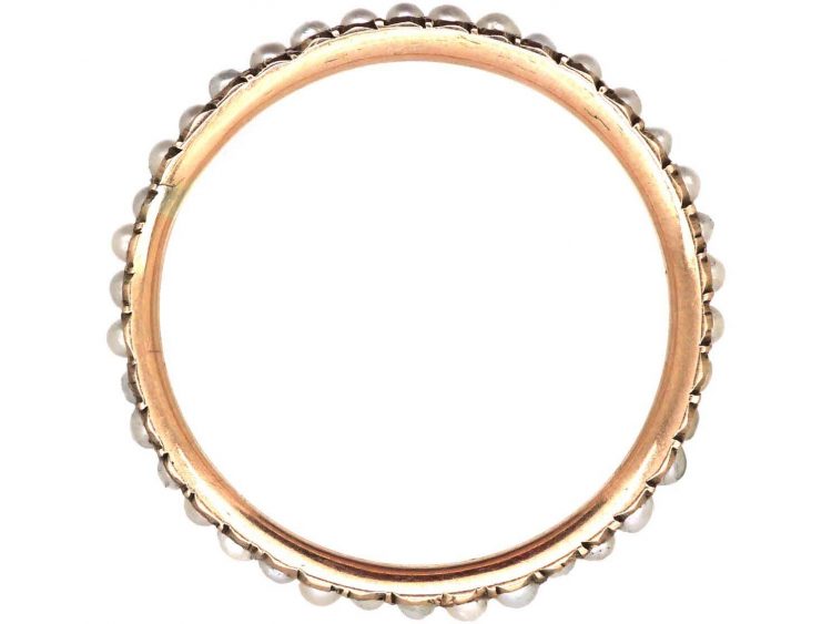 Narrow Georgian Eternity Ring set with Natural Split Pearls