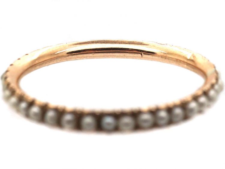 Narrow Georgian Eternity Ring set with Natural Split Pearls