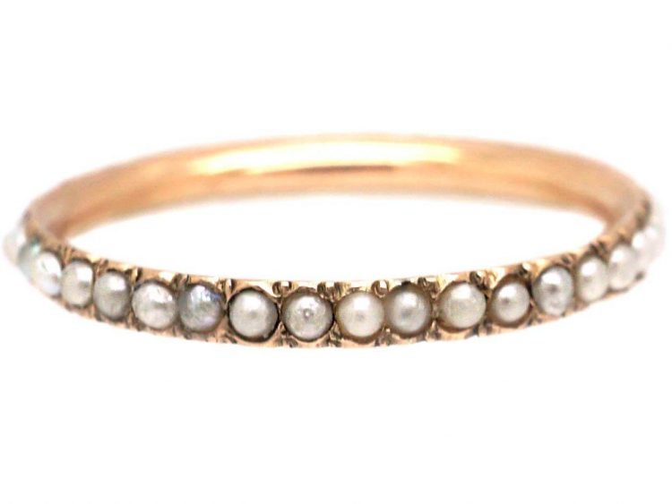 Narrow Georgian Eternity Ring set with Natural Split Pearls