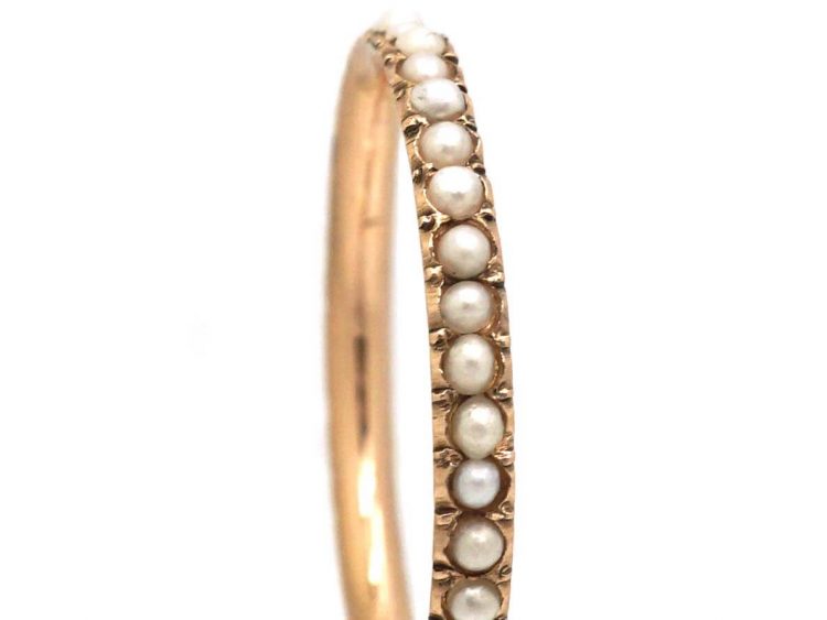 Narrow Georgian Eternity Ring set with Natural Split Pearls