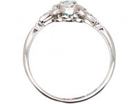 Edwardian 18ct White Gold & Platinum, Emerald & Diamond Ring