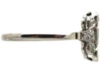 Edwardian 18ct White Gold & Platinum, Emerald & Diamond Ring