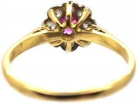 1950s 18ct Gold & Platinum, Pink Sapphire & Diamond Cluster Ring