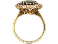 18ct Gold Green Sapphire & Diamond Cluster Ring