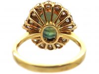 18ct Gold Green Sapphire & Diamond Cluster Ring