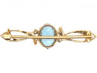 Art Nouveau 15ct & Platinum, Aquamarine & Diamond Brooch